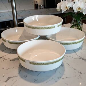 4 Centura Corning Lynwood Soup Cereal Bowls 5.5" Green Floral Excellent Cond